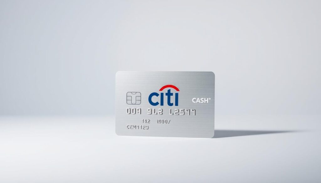 A professional, well-designed Citi Double Cash® Card set against a clean, minimalist background. The card is positioned prominently in the foreground, its sleek metal surface reflecting soft, directional lighting. The background is a simple gradient or solid color, allowing the card to be the central focus. The overall mood is one of sophistication, utility, and financial responsibility. The image should convey the card's suitability for individuals seeking a straightforward, reliable cash back rewards program without distracting visual elements.