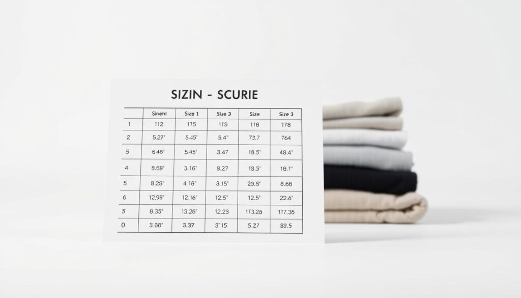 A clean, well-lit studio setting with a simple white background. In the foreground, a crisp, high-resolution image of a size chart for the Shein clothing brand, showcasing a range of measurements and sizing options. The chart is presented in a clear, easy-to-read format, with a modern, minimalist aesthetic. The middle ground features a neatly folded stack of Shein garments, subtly indicating the importance of proper size selection. The background is softly blurred, maintaining the focus on the size chart and clothing items. The overall mood is one of informative utility, guiding the viewer on how to effectively utilize Shein's sizing information.