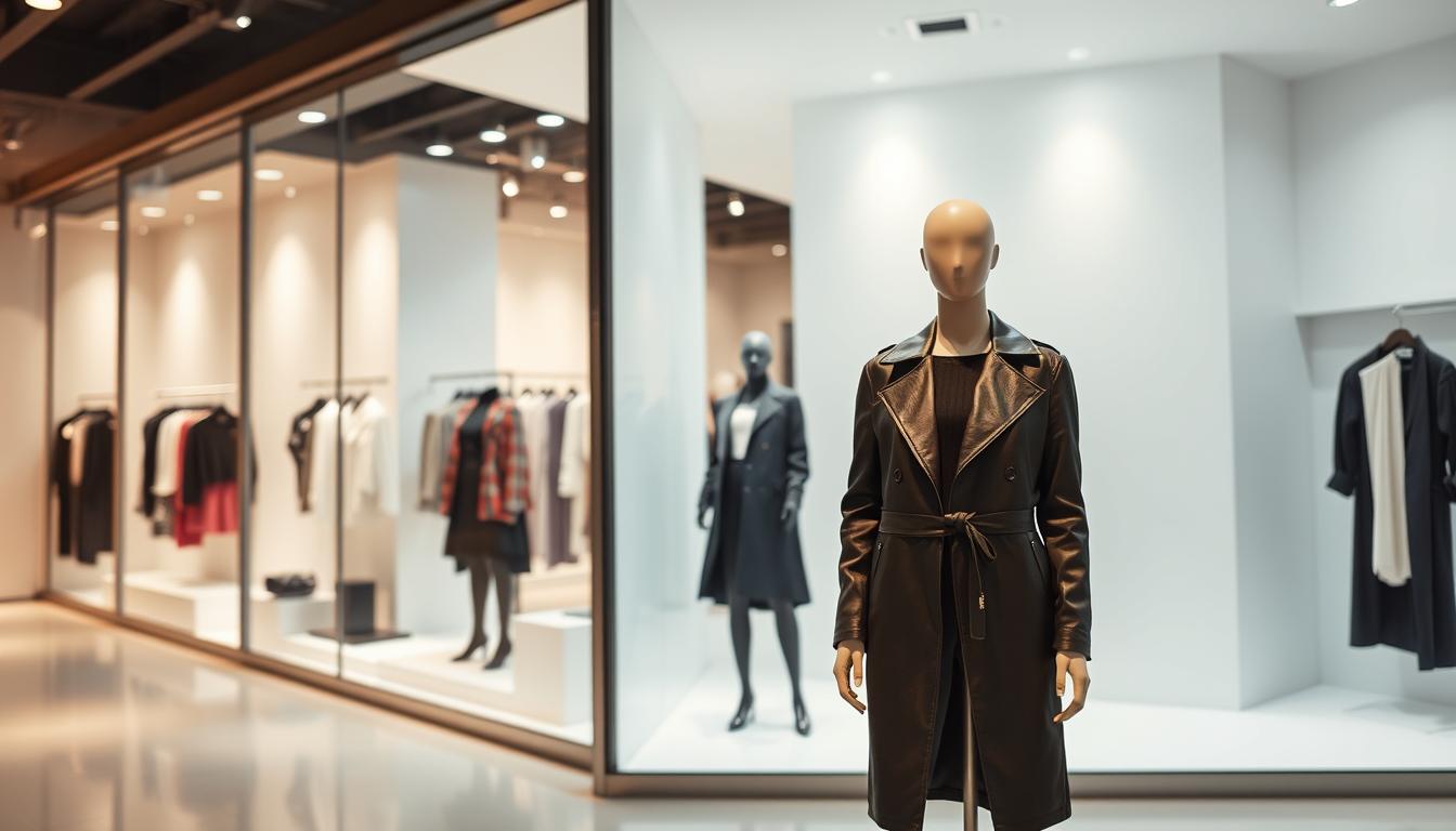 A modern, minimalist storefront with a sleek, glass facade. The storefront displays a selection of trendy fashion items at surprisingly low prices. The lighting is warm and inviting, drawing the viewer's attention to the well-curated merchandise. In the foreground, a stylish mannequin showcases a chic outfit from the collection. The background features a clean, white interior with a subtle, geometric pattern on the walls, creating a sense of sophistication. The overall atmosphere conveys a feeling of affordable luxury, hinting at the brand's strategies to offer high-quality products at accessible prices.